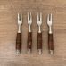 Conjunto 4 Garfos de Aço Inox Cabo de Bamboo Escuro