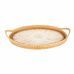 Bandeja Decorativa Madrepérola e Rattan Branca 44x27x6cm