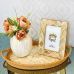 Bandeja Decorativa Madrepérola e Rattan Branca 42x25x6cm