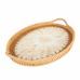 Bandeja Decorativa Madrepérola e Rattan Branca 42x25x6cm
