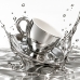 Conjunto 6 X&iacute;caras de Porcelana para Caf&eacute; com Pires e Suporte Branco/Prata Versa 90ml Wolff