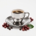 Conjunto 6 X&iacute;caras de Porcelana para Caf&eacute; com Pires e Suporte Branco/Prata Versa 90ml Wolff