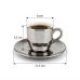 Conjunto 6 X&iacute;caras de Porcelana para Caf&eacute; com Pires e Suporte Branco/Prata Versa 90ml Wolff