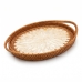 Bandeja Decorativa Madrepérola e Rattan Branca 42x25x6cm