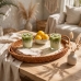 Bandeja Decorativa Madrepérola e Rattan Branca 42x25x6cm